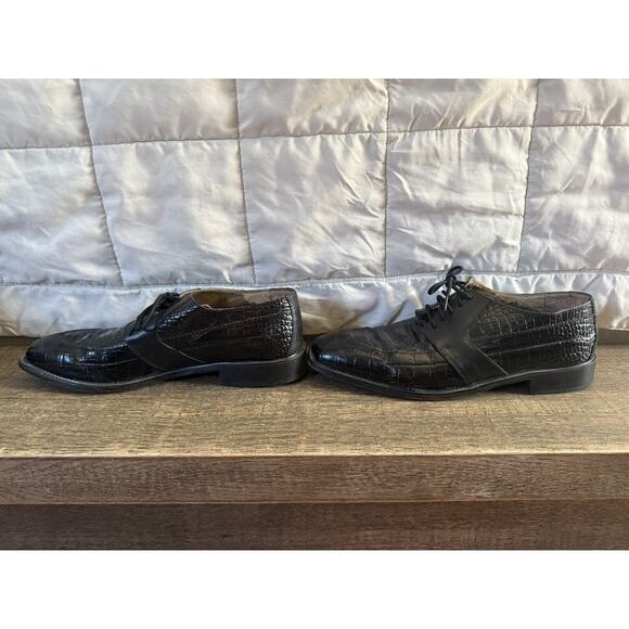 Stacy Adams Genuine Snake Skin Men's Size 10.5 Black Lace up Dress Shoes - Picture 2 of 9